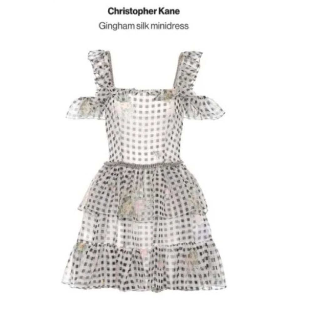Christopher Kane silk gingham mini dress size 2 nwt
